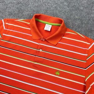 Brooks Brothers Polo Shirt Mens Medium Orange Striped Original Fit Performance